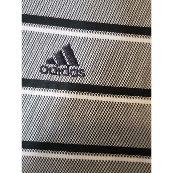 Adidas Polo Golf Shirt‎ Moisture Wicking Gray Black Striped Size Men's Large - Picture 4 of 6